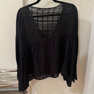 Glassons Black Textured V-Neck Blouse